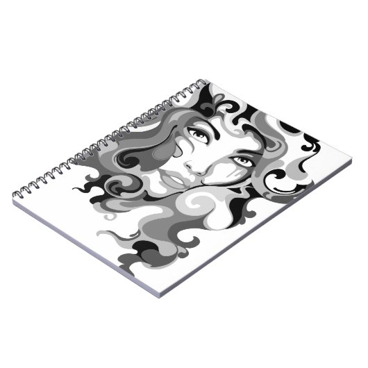 Schwarzweiss-Graffitimädchennotizbuch Notizblock (Linke Seite)