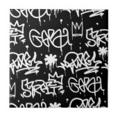 Schwarzweiss-Graffitimuster Fliese (Vorderseite)