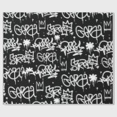 Schwarzweiss-Graffitimuster Geschenkpapier (Flach)