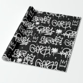 Schwarzweiss-Graffitimuster Geschenkpapier (Ungerollt)