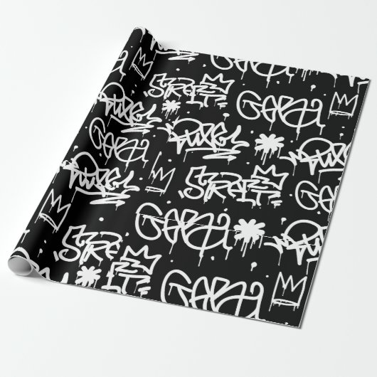 Schwarzweiss-Graffitimuster Geschenkpapier (Ungerollt)