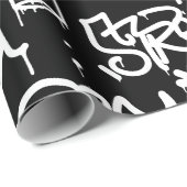 Schwarzweiss-Graffitimuster Geschenkpapier (Rolleneckpunkt)