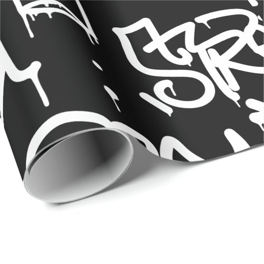 Schwarzweiss-Graffitimuster Geschenkpapier (Rolleneckpunkt)