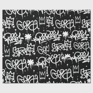 Schwarzweiss-Graffitimuster Geschenkpapier
