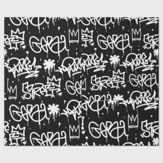 Schwarzweiss-Graffitimuster Geschenkpapier