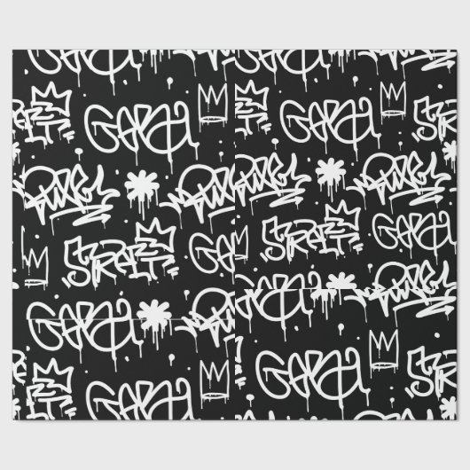 Schwarzweiss-Graffitimuster Geschenkpapier (Saum)