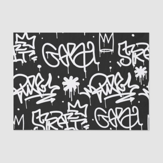 Schwarzweiss-Graffitimuster Seidenpapier (Vorderseite)