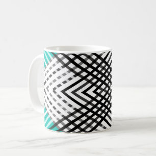 Schwarzweiß, grau geometrisches Muster, Minze Kaffeetasse