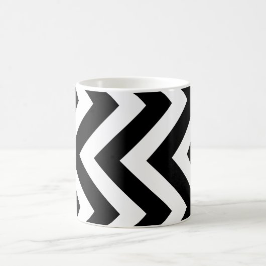 Schwarzweiß-Groß-Vertikal-Zickzack Muster Kaffeetasse (Mittel)