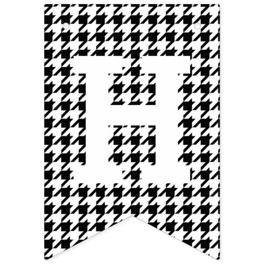 Schwarzweiss-Hahnentrittmuster-alles Gute zum Wimpelkette (Zweite Fahne)