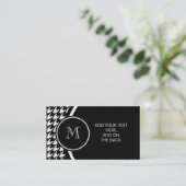 Schwarzweiss-Hahnentrittmuster Ihr Monogramm Visitenkarte (Stehend Vorderseite)