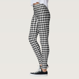 Schwarzweiss-Hahnentrittmuster Leggings