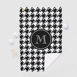 Schwarzweiss-Hahnentrittmuster-Monogramm Golfhandtuch