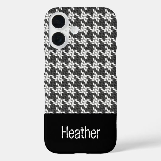 Schwarzweiß-Hahnentrittmuster-Muster in Monogramm Case-Mate iPhone Hülle (Rückseite)