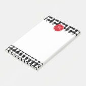 Schwarzweiss-Hahnentrittmuster-Rot-Monogramm Post-it Klebezettel (angewinkelt)
