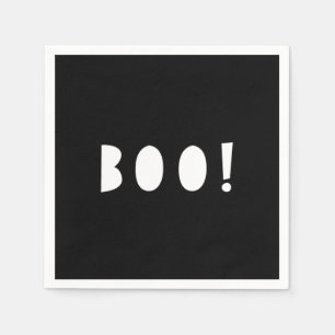 Schwarzweiss-Halloween-Servietten   BOO! Serviette