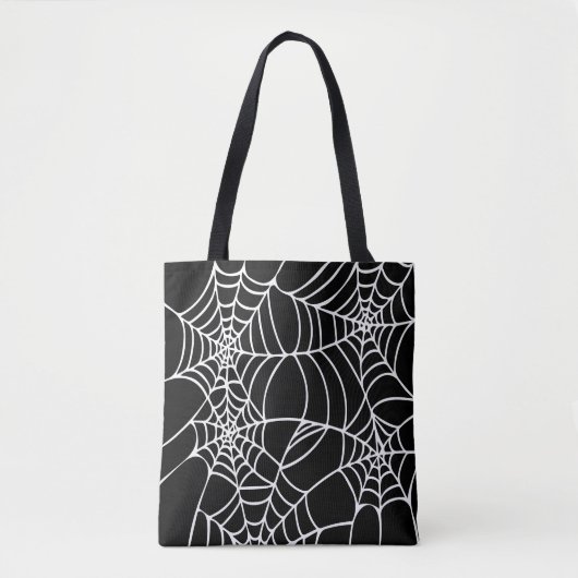 Schwarzweiss-Halloween-Spinnen-Netz Goth Tasche (Vorderseite)