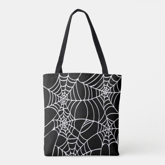 Schwarzweiss-Halloween-Spinnen-Netz Goth Tasche (Rückseite)