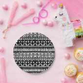 Schwarzweiss-Hand gezeichneter moderner Stammes- Pappteller (Party)