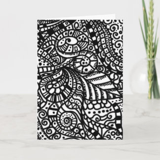 Schwarzweiß handbemalte Doodles Feiertagskarte