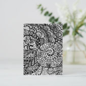 Schwarzweiß handbemalte Doodles Postkarte (Stehend Vorderseite)