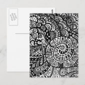 Schwarzweiß handbemalte Doodles Postkarte (Vorne/Hinten)