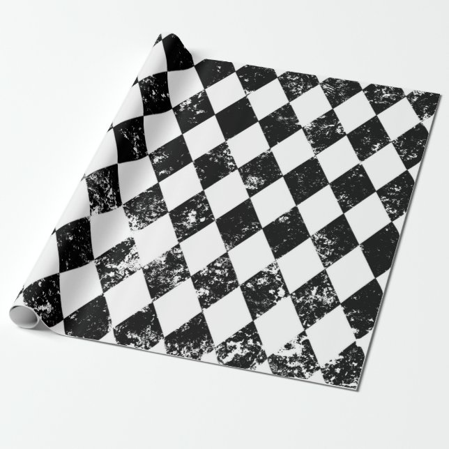 Schwarzweiss-Harlekin Decoupage Plakat Geschenkpapier (Ungerollt)