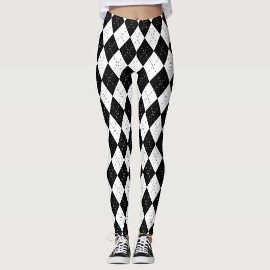 Schwarzweiss-Harlekin Leggings (Vorderseite)