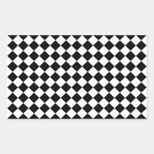 Schwarzweiss-Harlekin-Muster Rechteckiger Aufkleber