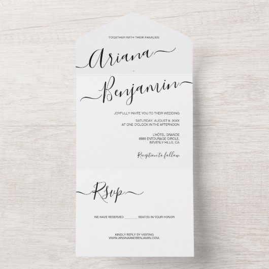 Schwarzweiß Haushaltsfreundlich Minimalistisch All In One Einladung (Innen Boden)