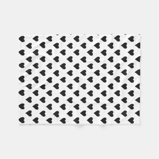 Schwarzweiss-Herz-Muster Fleecedecke (Vorderseite (Horizontal))