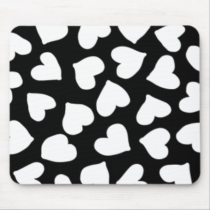 Schwarzweiss-Herz-Muster Mousepad