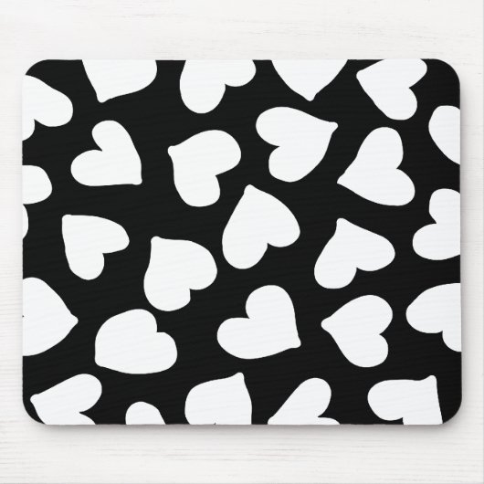 Schwarzweiss-Herz-Muster Mousepad (Vorne)