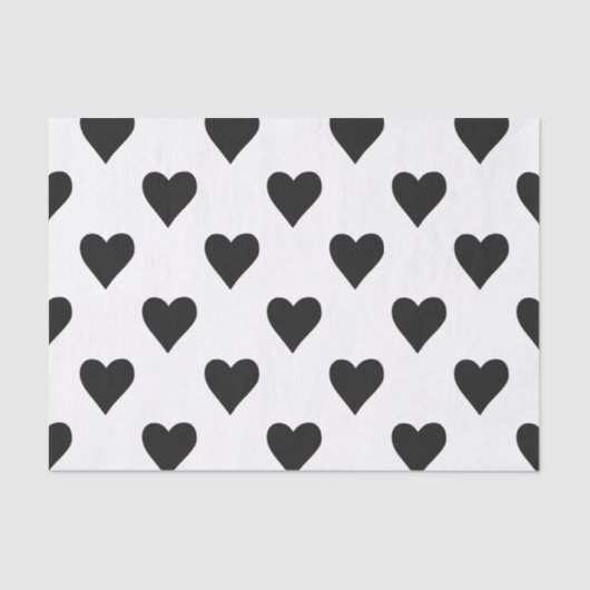 Schwarzweiss-Herz-Muster Seidenpapier (Vorderseite)