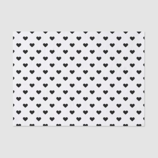 Schwarzweiss-Herz-Muster Seidenpapier (Vorderseite)