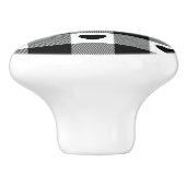 Schwarzweiss-Herzmuster des karierten Büffels Keramikknauf (Seitenansicht)