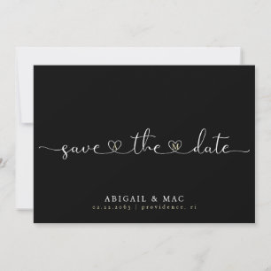 Schwarzweiß Herzschriftart Save the Date