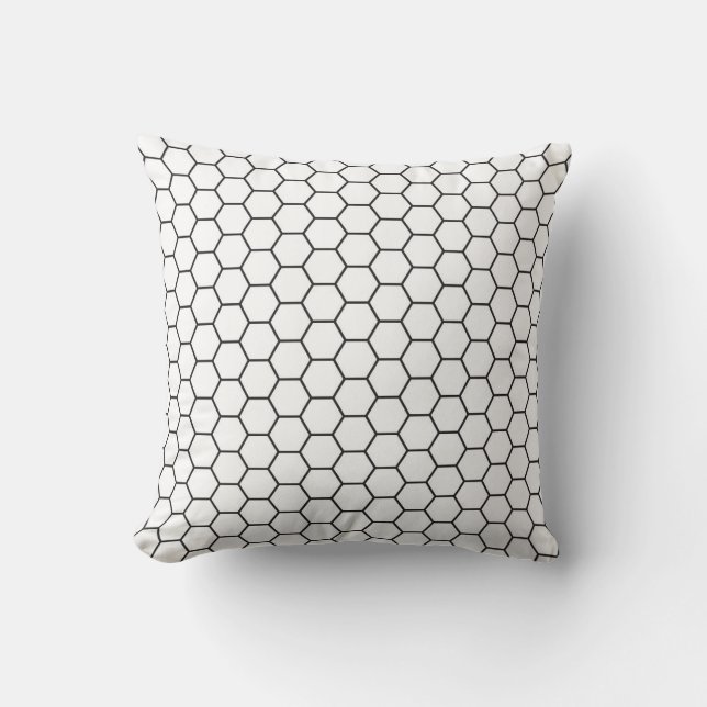 Schwarzweiss-Hexagon-geometrisches Muster Kissen (Vorderseite)
