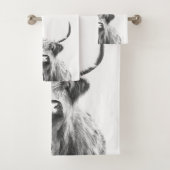 Schwarzweiss-Hochland-Kuh Badhandtuch Set (Insitu)