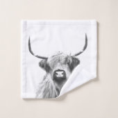 Schwarzweiss-Hochland-Kuh Badhandtuch Set (Waschlappen)
