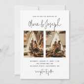 Schwarzweiß-Hochzeit mit einfachem Foto Einladung (Vorderseite)