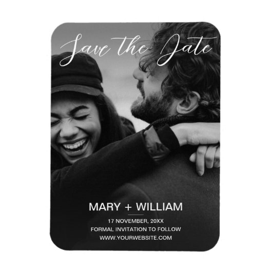 Schwarzweiß-Hochzeit speichern Sie das Datum Foto Magnet (Vertikal)