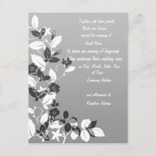 Schwarzweiss-Hochzeits-Einladung Einladungspostkarte