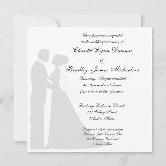 Schwarzweiss-Hochzeits-Paar-Hochzeits-Einladung Einladung (Rückseite)