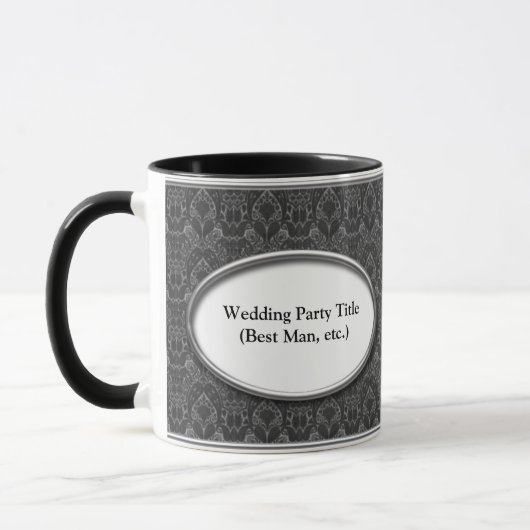 Schwarzweiss-Hochzeits-Party-personalisierte Tasse (Links)