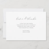 Schwarzweiß-Hochzeitsskript-Foto Dankeskarte (Rückseite)