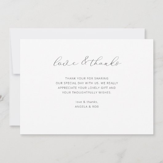 Schwarzweiß-Hochzeitsskript-Foto Dankeskarte (Rückseite)