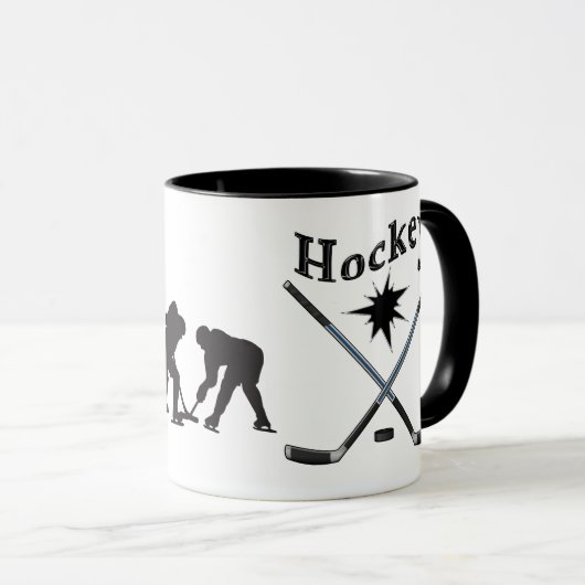 Schwarzweiss-Hockey-Tassen kein Minimum oder in Tasse (VorderseiteRechts)