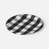 Schwarzweiss-Holzfäller kariert Pappteller (Schrägansicht)