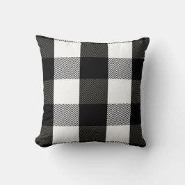 Schwarzweiss-Holzfäller-kariertes Flanell-Muster Kissen